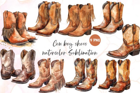 Download Cowboy Shoes Watercolor Clipart Png - Png Collection