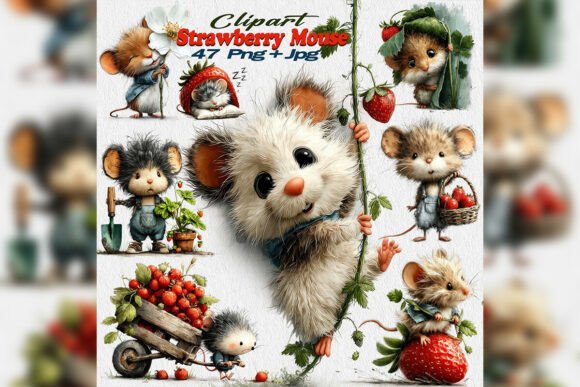 Download Strawberry Mouse Clipart Flat Design Png - Png Collection