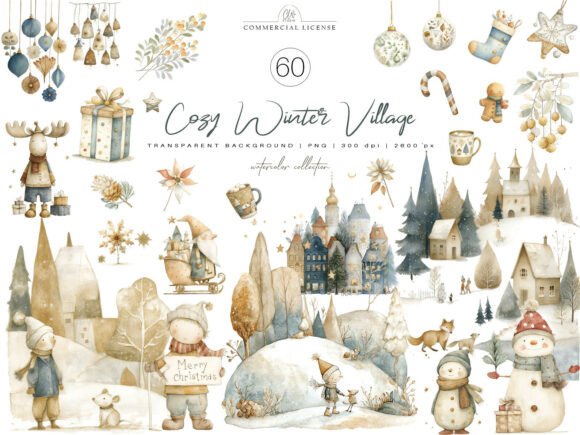 Download 60 PNG Cozy Winter Village Clipart - Png Collection