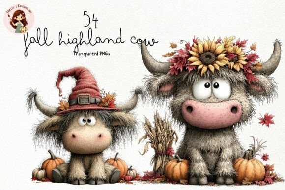 Download Fall Highland Cow PNG Clipart Bundle - Png Collection