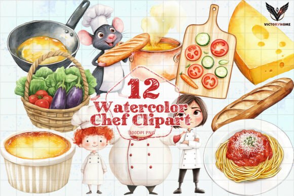 Download Cute Watercolor Chef Clipart PNG - Png Collection