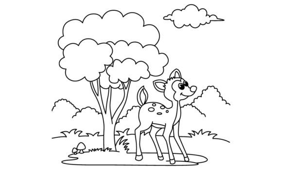 Download Funny Deer Cartoon Vector Coloring Page - Cartoon Collection