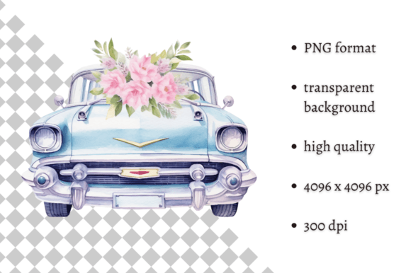 Download Watercolor Wedding Car Clipart - Premium Bundle