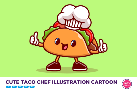 Download Cute Taco Chef Illustration Cartoon - Cartoon Collection