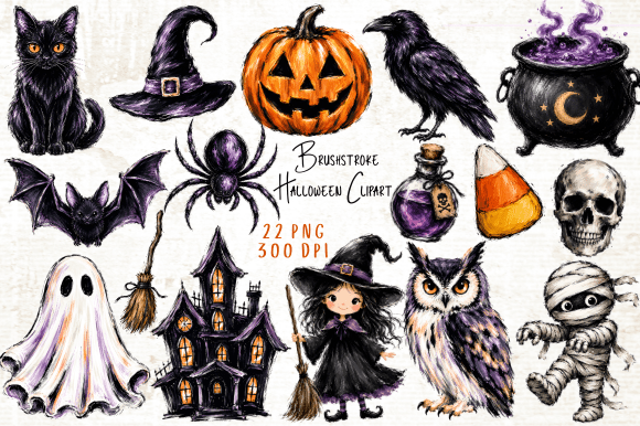 Download Brushstroke Halloween Clipart PNG - Png Collection