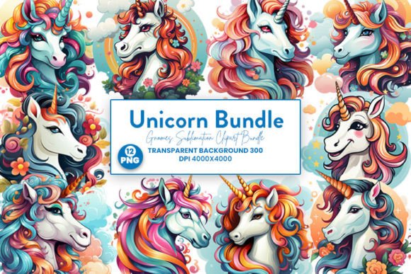 Download Unicorn Illustration Clipart PNG Bundle - Png Collection