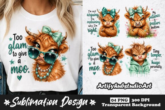 Download Too Glam to Give a Moo Highland Cow PNG - Png Collection