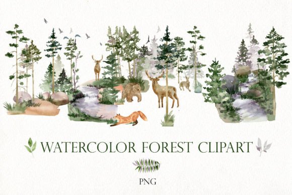 Download Watercolor Forest Clipart. - Forest clipart Collection