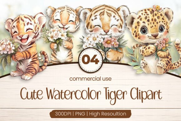 Download Cute Watercolor Tiger Clipart PNG - Png Collection