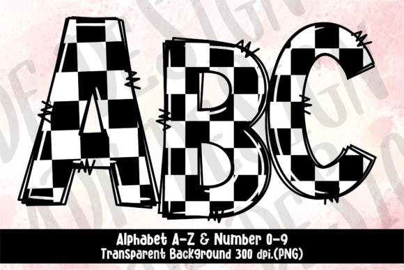 Download Checkered Doodle Alphabet Letters PNG - Png Collection