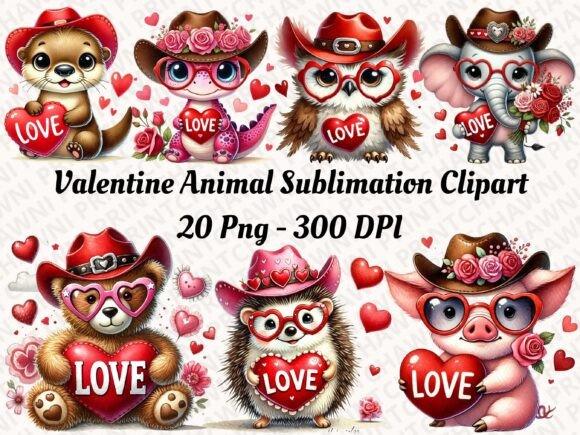 Download Cute Valentine Animal Clipart PNG Bundle - Png Collection