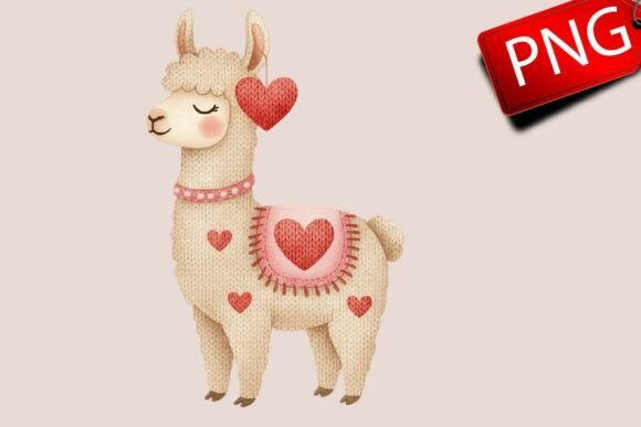 Download Faux Crochet Llama PNG Cute Valentine - Png Collection