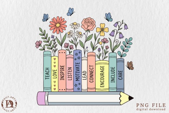 Download Floral School Books PNG - Png Collection