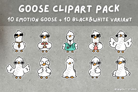 Download Goose Clipart Pack PNG Instant Download - Png Collection