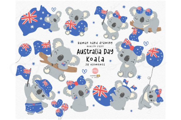 Download Australia Day Baby Koala Clipart Png Set - Png Collection