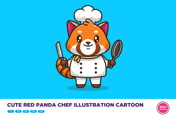 Download Cute Red Panda Chef Illustration Cartoon - Cartoon Collection