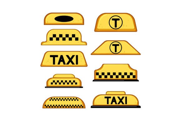 Download Taxi Sign Set Cartoon Vector Illustratio - Cartoon Collection