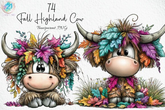 Download Fall Highland Cow PNG Clipart Bundle - Png Collection
