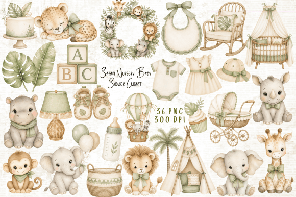 Download Safari Nursery Baby Shower Clipart PNG - Png Collection