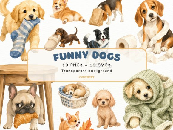 Download Funny Dogs Watercolor Cliparts Puppy PNg - Png Collection